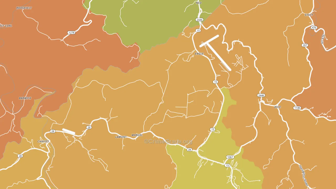 Chavies, KY Map of Robbery Rates