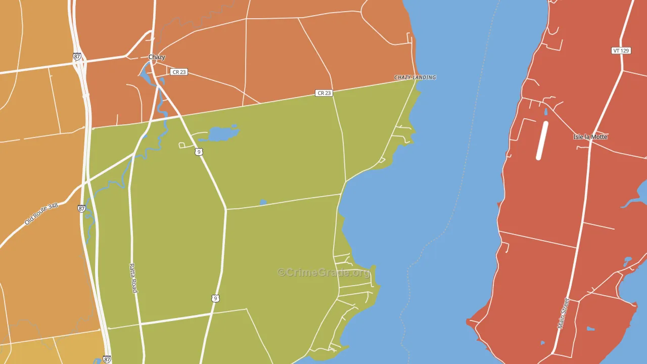 Chazy Landing, NY Map of Robbery Rates