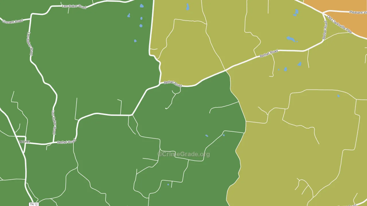 Cheap Hill, TN Map of Robbery Rates