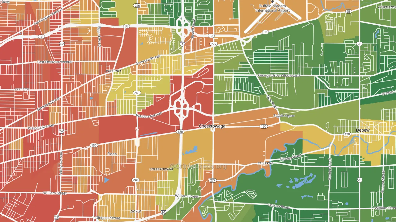 Cheektowaga, NY Map of Robbery Rates