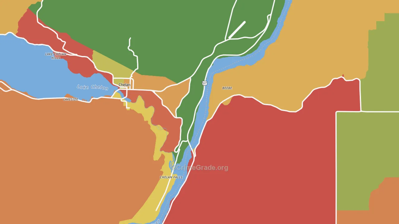 Chelan Falls, WA Map of Robbery Rates