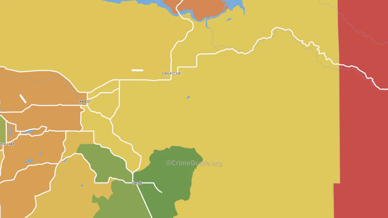 Chelatchie, WA Map of Robbery Rates