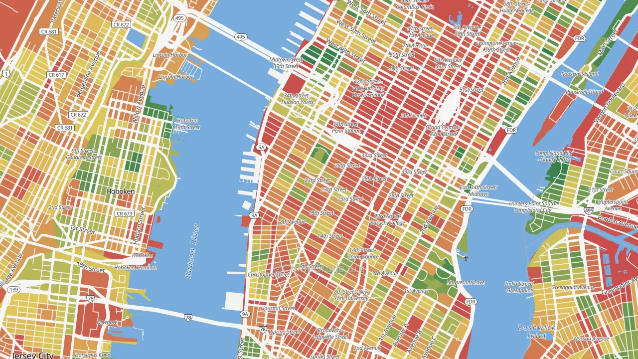 Chelsea, Manhattan, NY Map of Robbery Rates