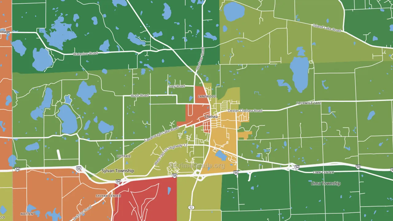 Chelsea, MI Map of Robbery Rates