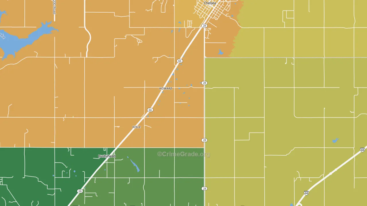 Chelsea, OK Map of Robbery Rates