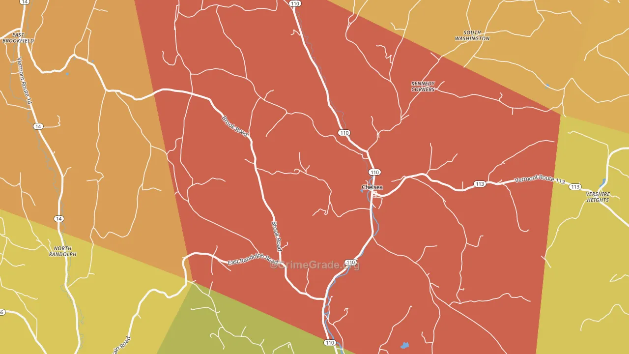 Chelsea, VT Map of Robbery Rates