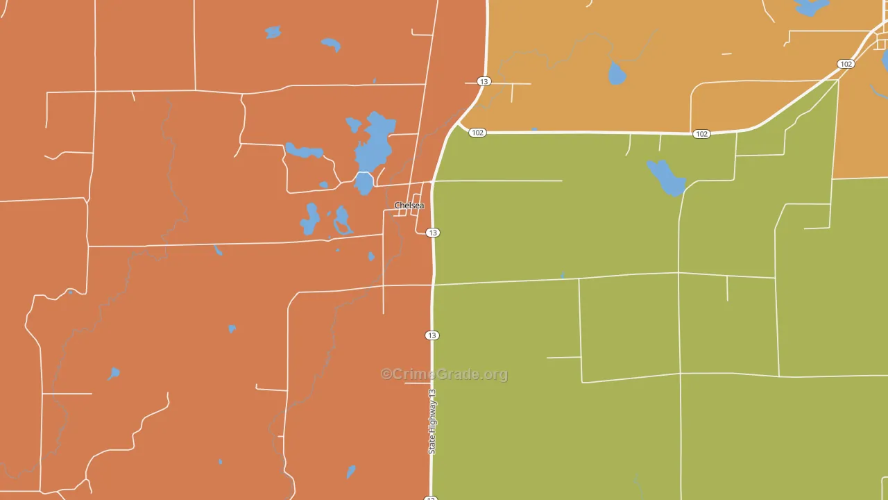 Chelsea, WI Map of Robbery Rates