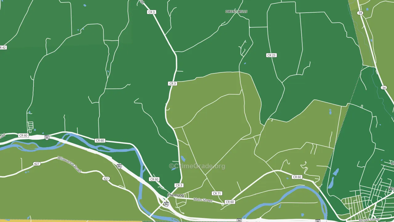 Chemung, NY Map of Robbery Rates