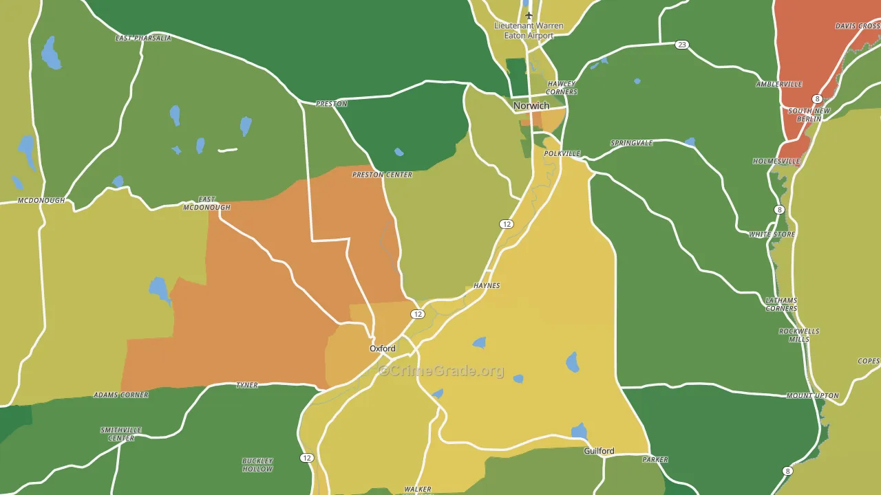 Chenango County, NY Map of Robbery Rates