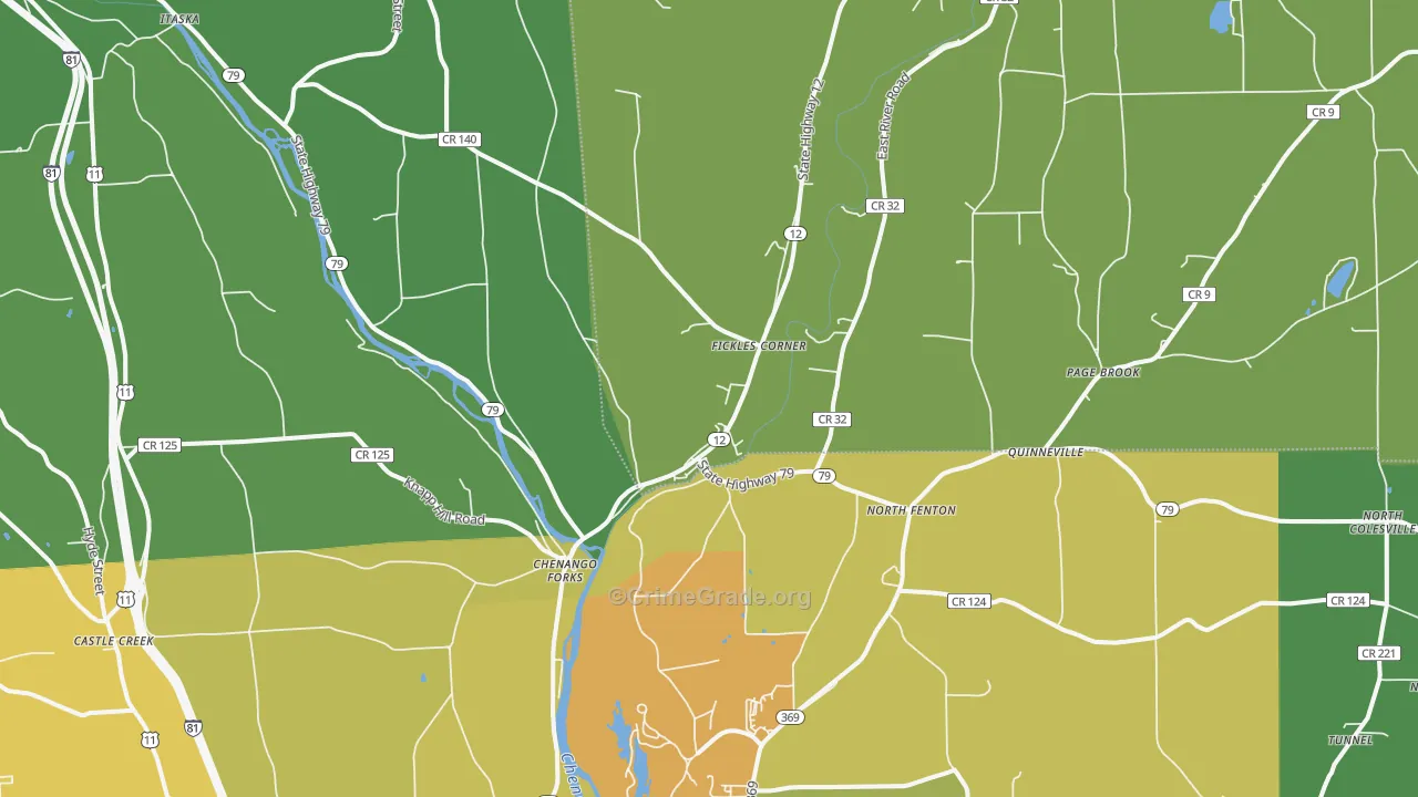Chenango Forks, NY Map of Robbery Rates