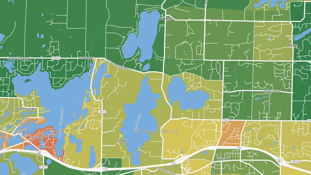 Chenequa, WI Map of Robbery Rates