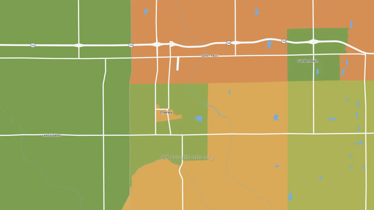 Cheney, KS Map of Robbery Rates