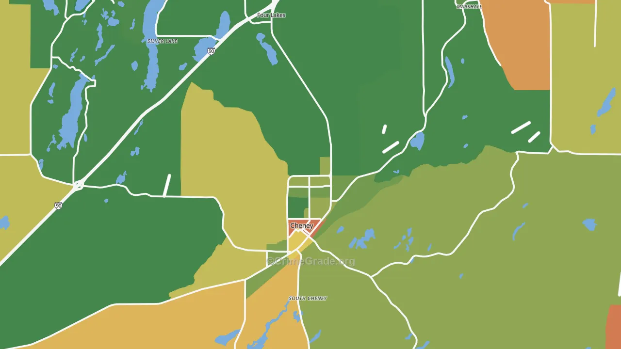 Cheney, WA Map of Robbery Rates