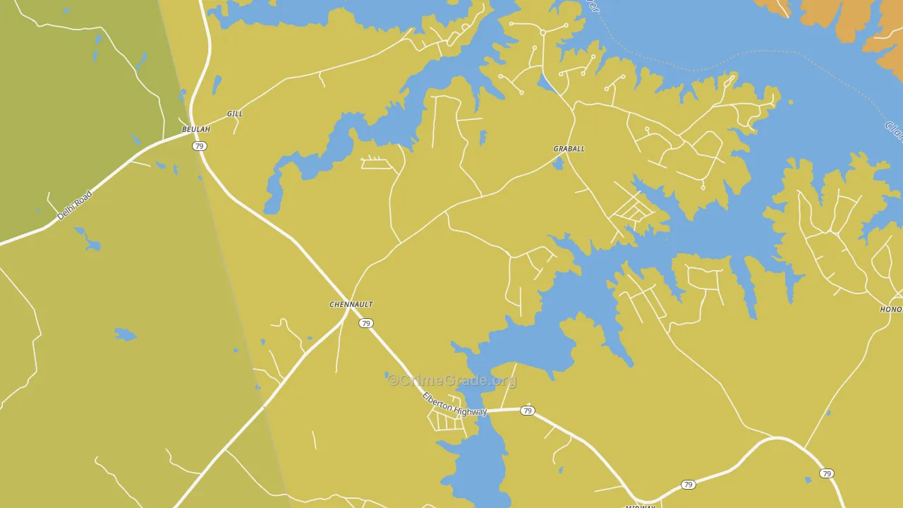Chennault, GA Map of Robbery Rates