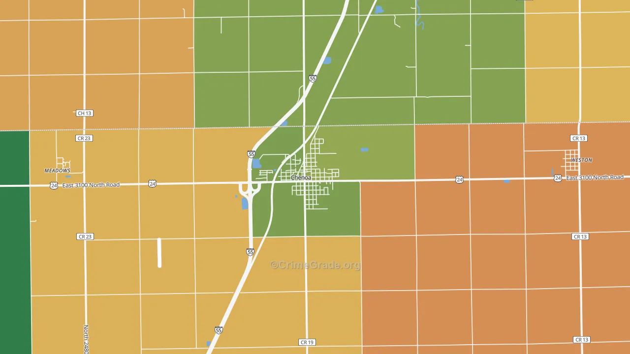 Chenoa, IL Map of Robbery Rates