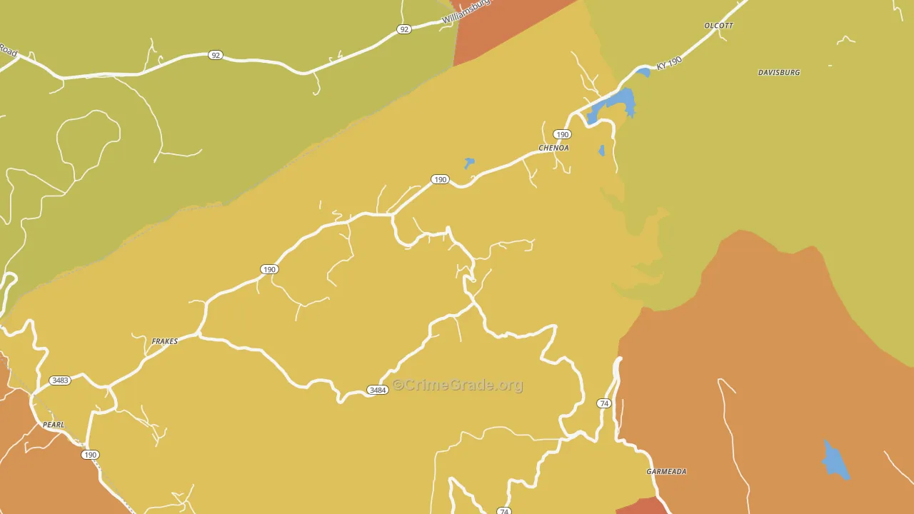 Chenoa, KY Map of Robbery Rates