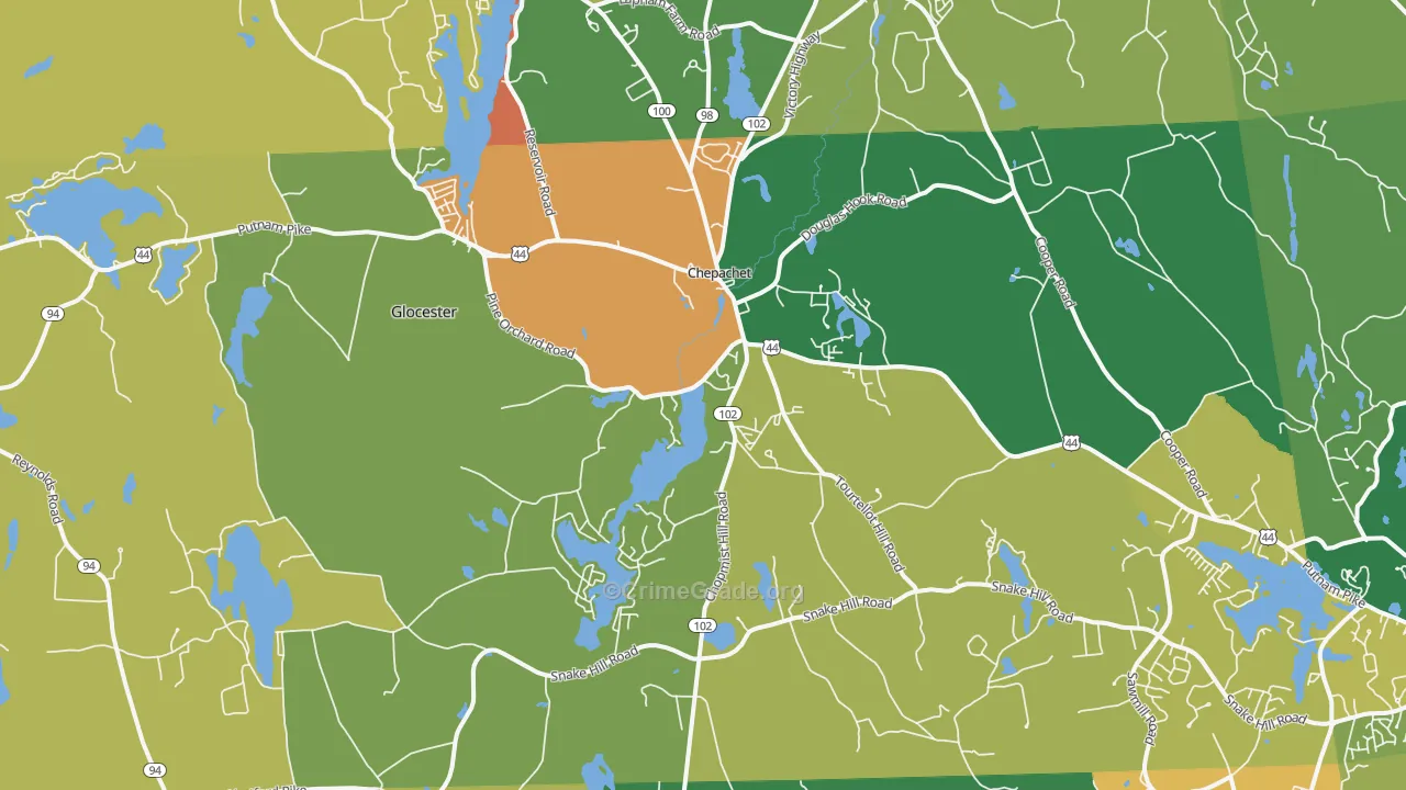 Chepachet, RI Map of Robbery Rates