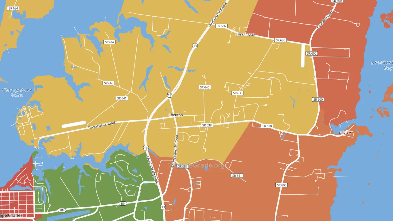 Cheriton, VA Map of Robbery Rates
