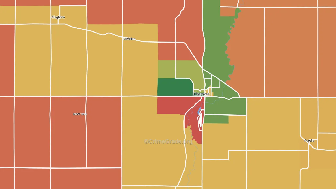 Cherokee County, IA Map of Robbery Rates