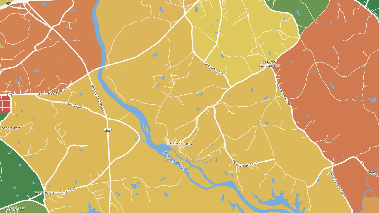 Cherokee Falls, SC Map of Robbery Rates