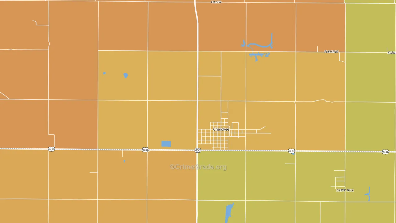 Cherokee, KS Map of Robbery Rates