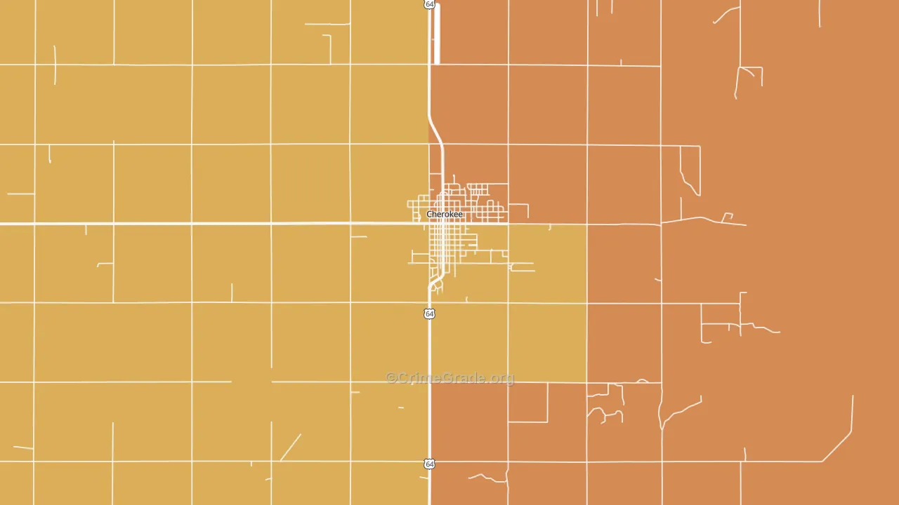 Cherokee, OK Map of Robbery Rates