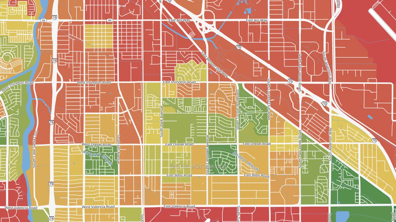 Cherry Avenue, Tucson, AZ Map of Robbery Rates