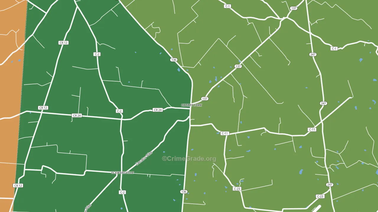 Cherry Fork, OH Map of Robbery Rates