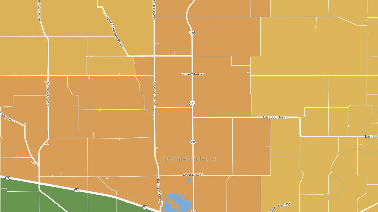 Cherry Grove, IN Map of Robbery Rates