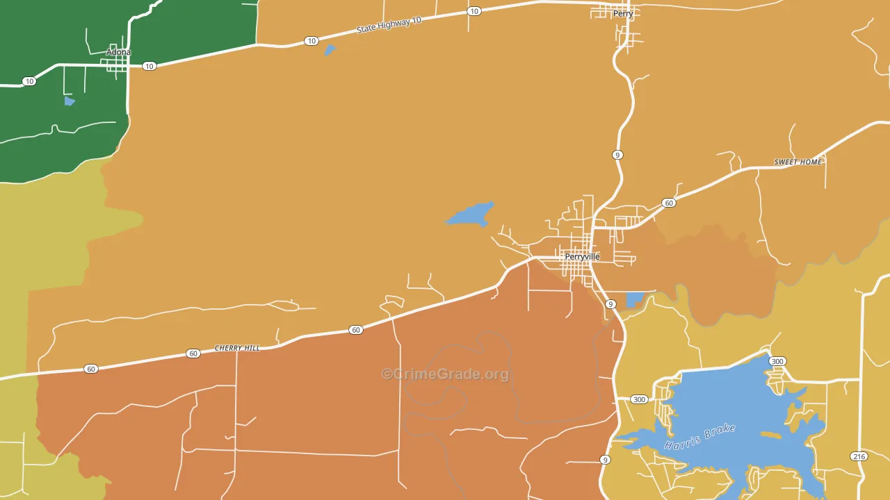 Cherry Hill, AR Map of Robbery Rates