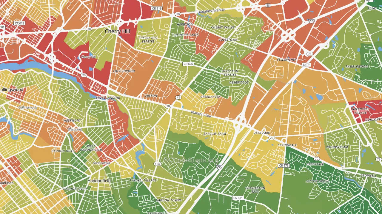 Cherry Hill, NJ Map of Robbery Rates