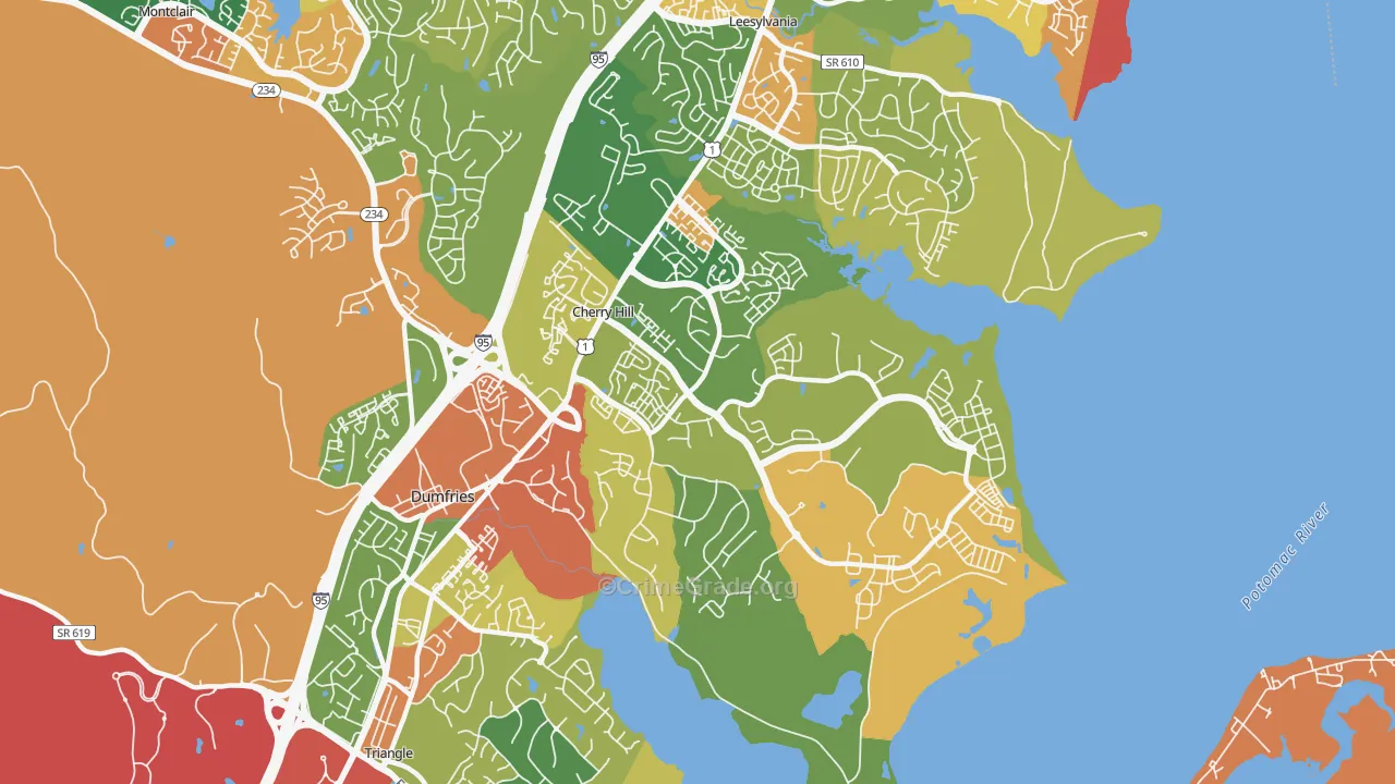 Cherry Hill, VA Map of Robbery Rates