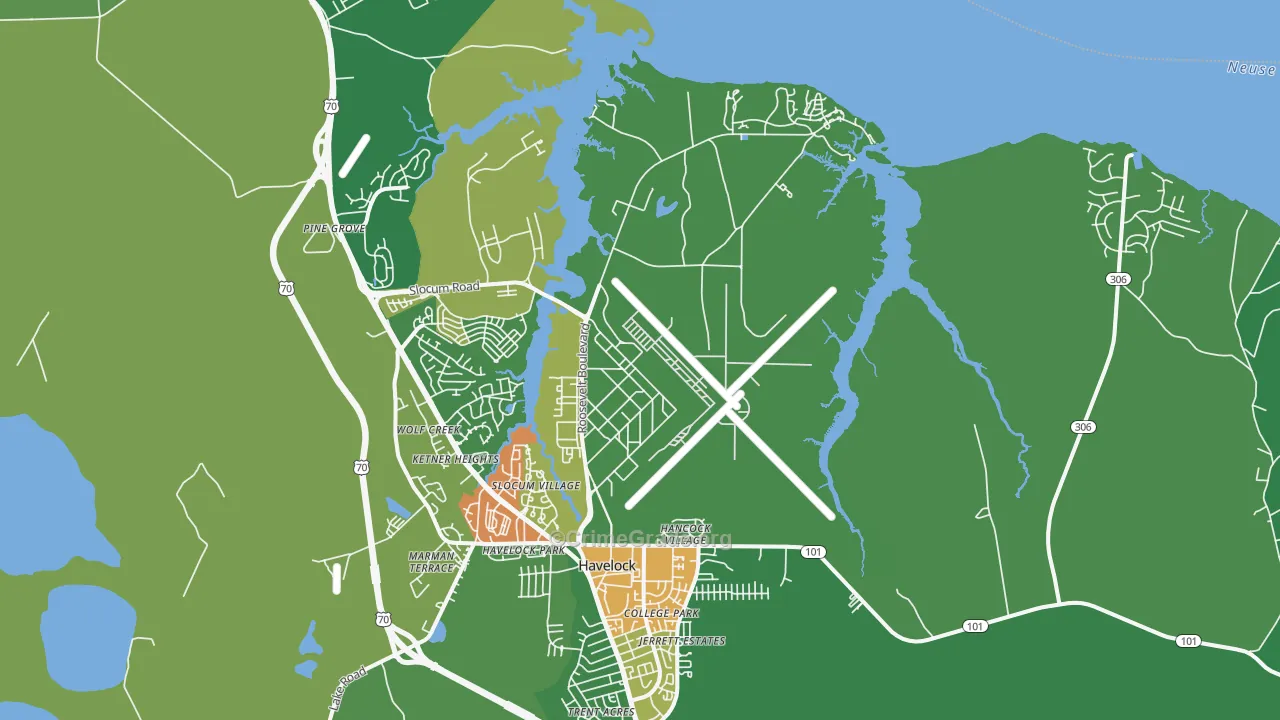 Cherry Point, NC Map of Robbery Rates