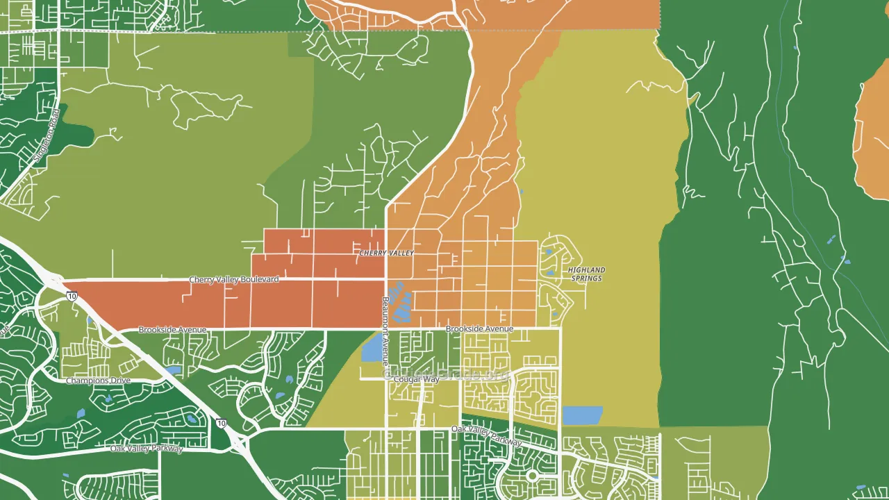 Cherry Valley, CA Map of Robbery Rates