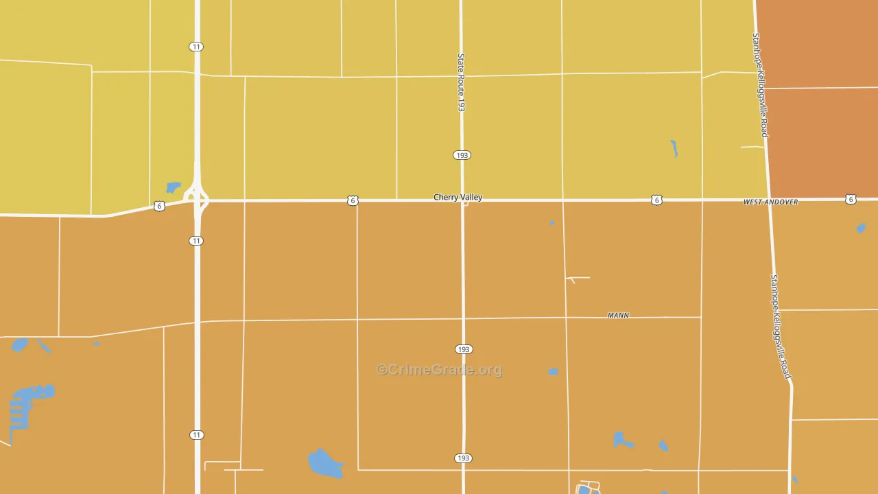 Cherry Valley, OH Map of Robbery Rates