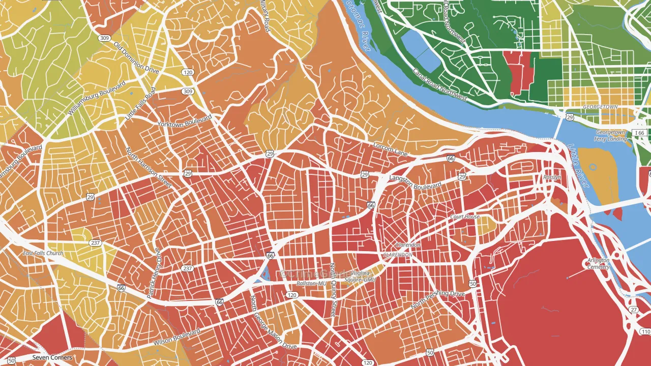 Cherrydale, Arlington, VA Map of Robbery Rates