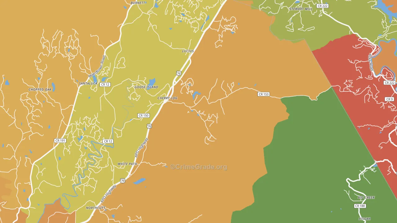 Cherrylog, GA Map of Robbery Rates