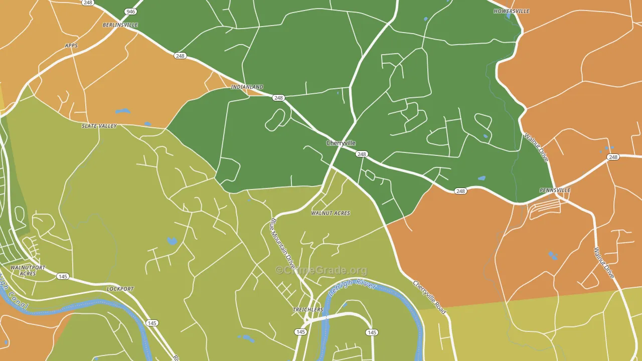 Cherryville, PA Map of Robbery Rates