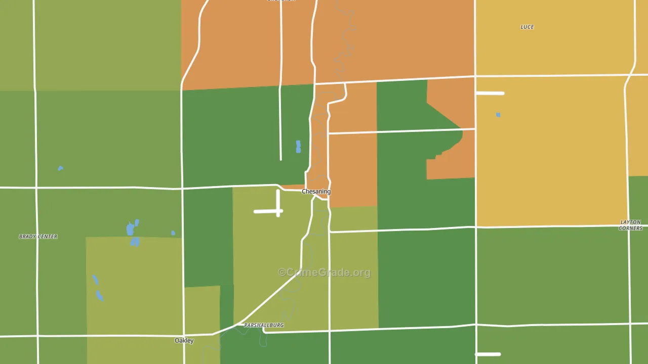 Chesaning, MI Map of Robbery Rates