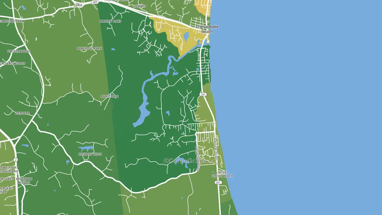 Chesapeake Beach, MD Map of Robbery Rates