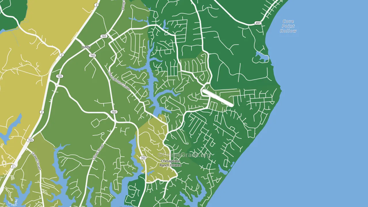 Chesapeake Ranch Estates, MD Map of Robbery Rates