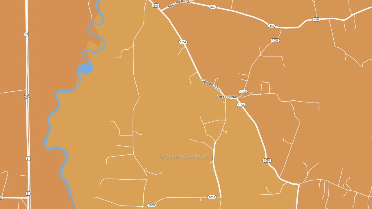 Chesbrough, LA Map of Robbery Rates