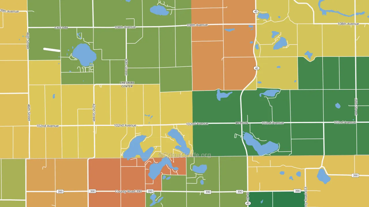 Cheshire Center, MI Map of Robbery Rates