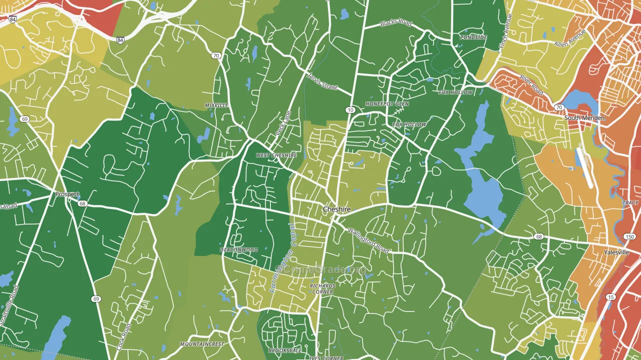 Cheshire, CT Map of Robbery Rates