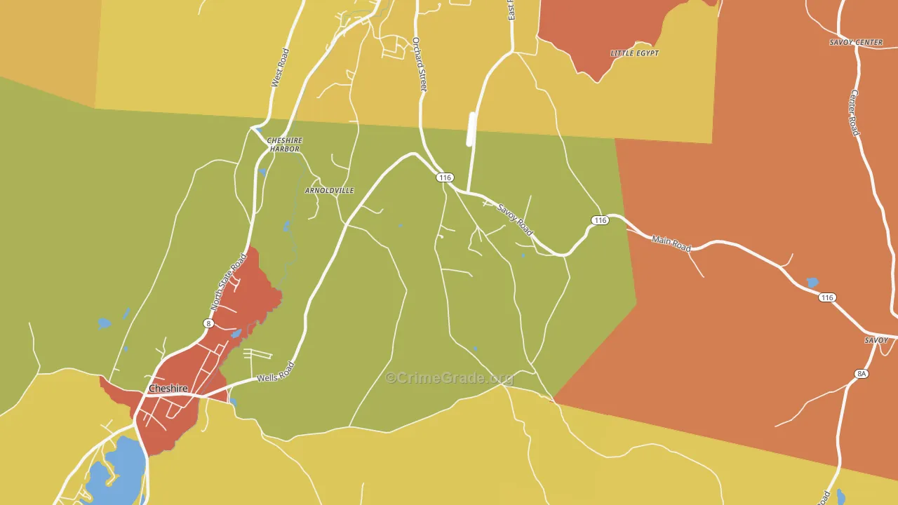 Cheshire Harbor, MA Map of Robbery Rates