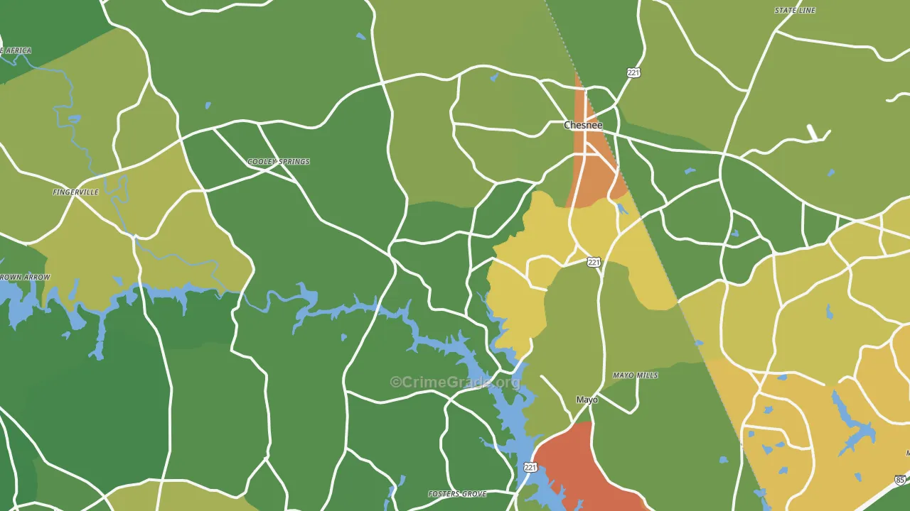Chesnee, SC Map of Robbery Rates