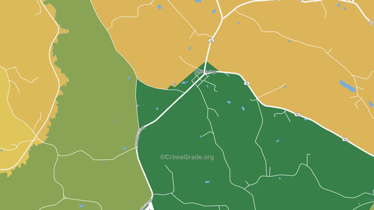 Chest Springs, PA Map of Robbery Rates