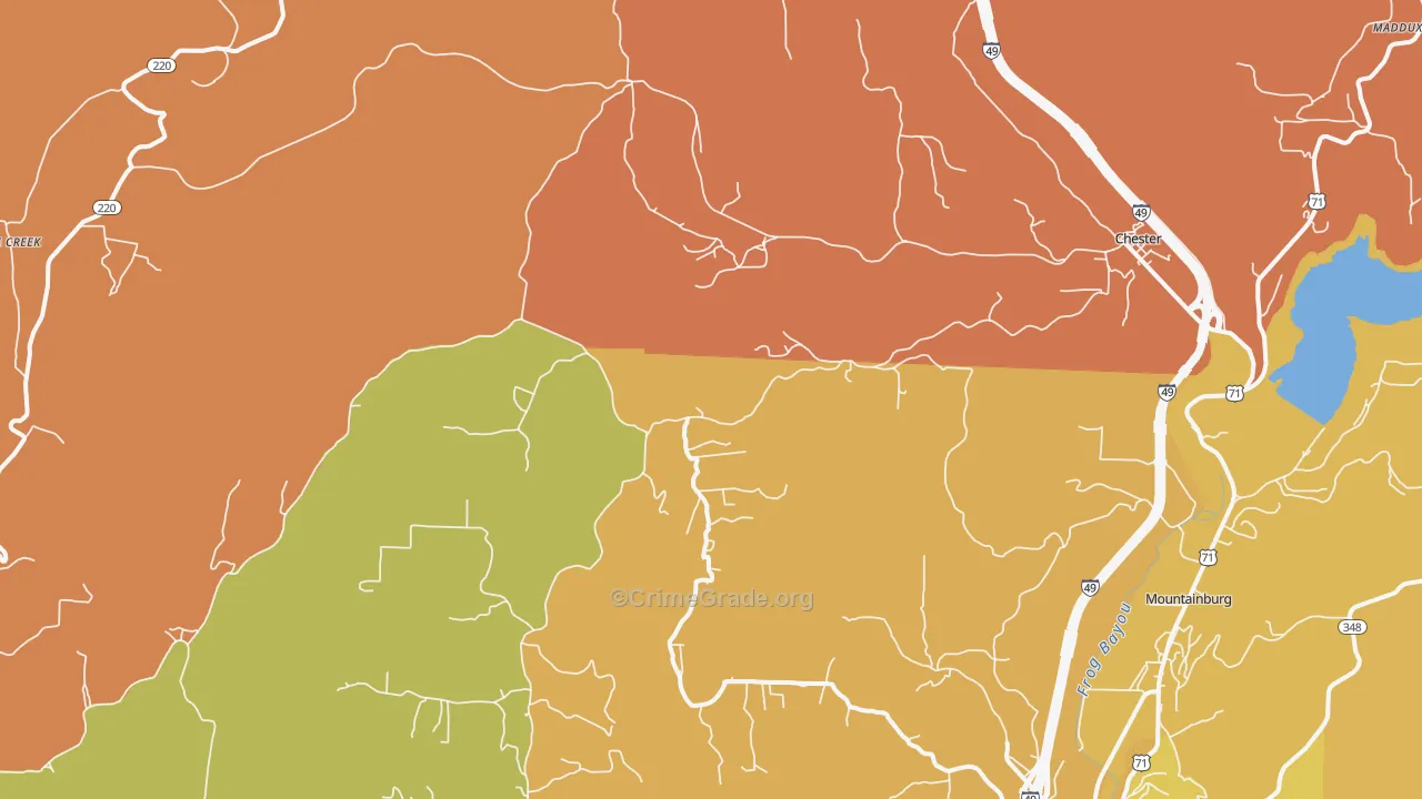 Chester, AR Map of Robbery Rates