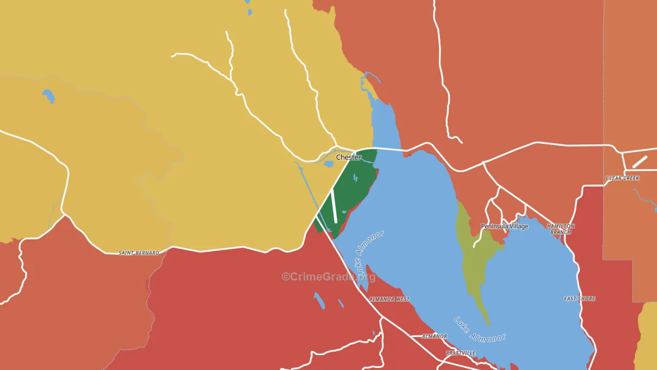 Chester, CA Map of Robbery Rates