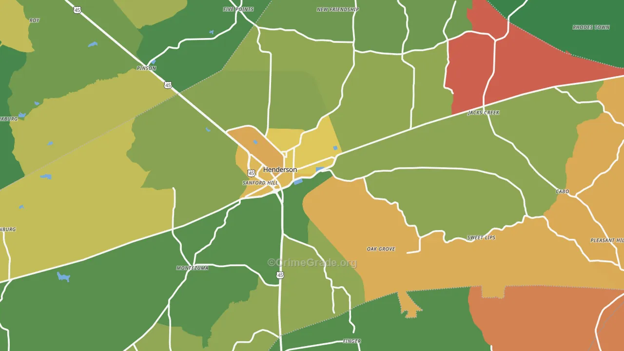 Chester County, TN Map of Robbery Rates